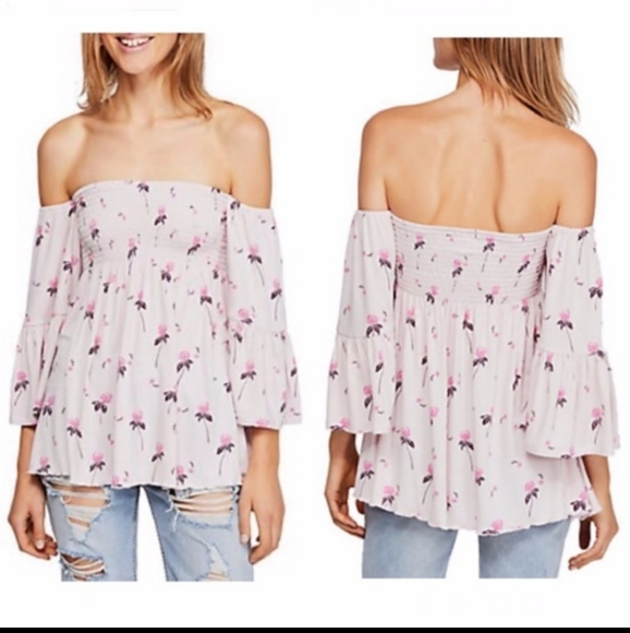 Free People Lana Pink Floral Rayon Blouse Small - Picture 3 of 6